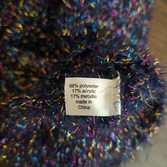 Lane Bryant Sweater Size 22/24 Crew Neck Tinsel Eyelash Festive Party Stretch - Picture 8 of 11